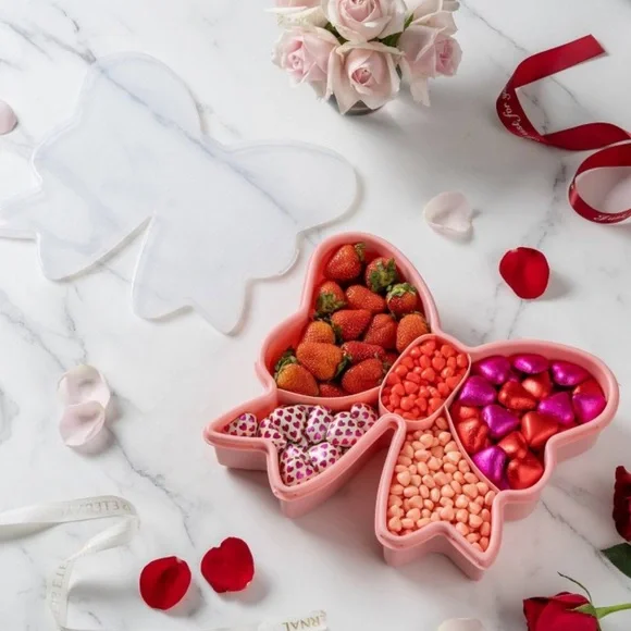 Large Sparkle Bow Snack Box Food Storage Container Valentine SHIP ASAP CWC Pink - Picture 2 of 11